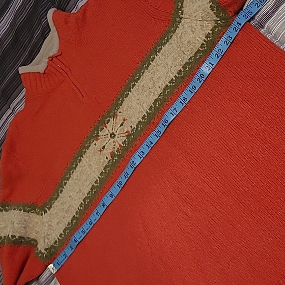 WoolRich Lambs Wool Winter Coral Heather Fair Isle 1/4 Zip Wmns 2XL Sweater Warm - Picture 13 of 16